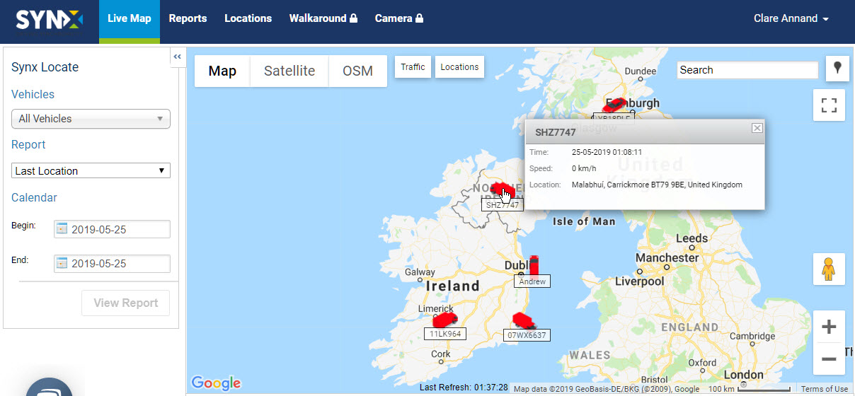How do I view and follow a single vehicle?